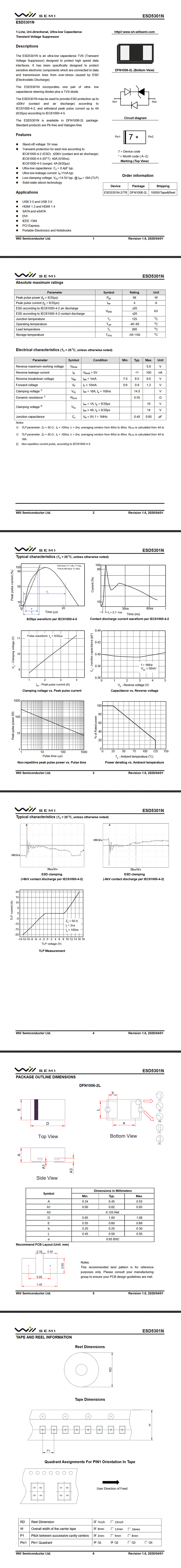 TVS管ESD5301N規(guī)格書