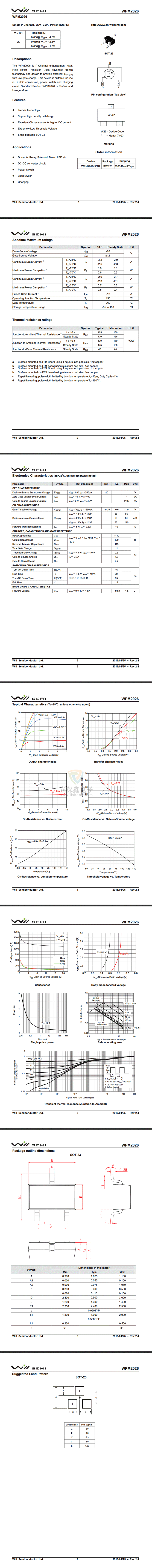 MOS管 WPM2026-3/TR規(guī)格書